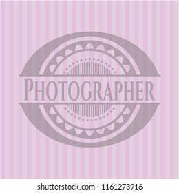 Photographer pink emblem. Vintage.