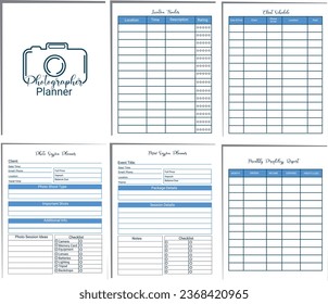 Photographer Planner Template Design. Vector illustration. 