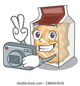 Photographer pork rinds in the mascot shape