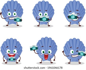 Photographer profession emoticon with blue shell cartoon character