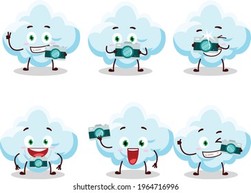 Photographer profession emoticon with cloud cartoon character