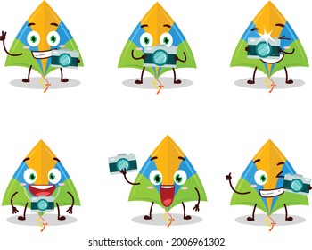 Photographer profession emoticon with kite cartoon character. Vector illustration