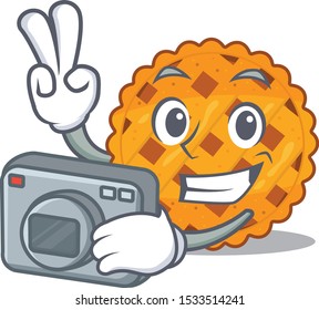 Photographer pumpkin pie isolated in the mascot