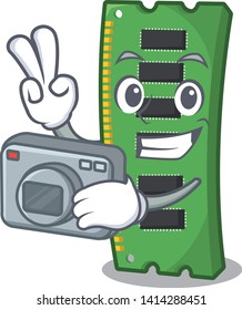 Photographer RAM memory card in PC character