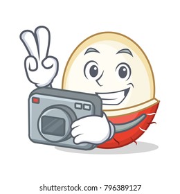 Photographer rambutan mascot cartoon style