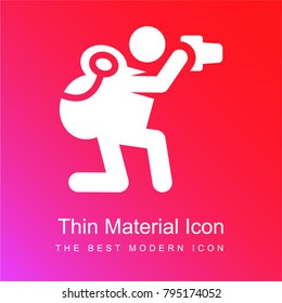 Photographer red and pink gradient material white icon minimal design