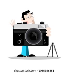 Photographer with Retro Camera