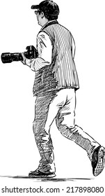 photographer running
