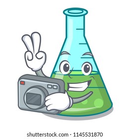 Photographer science beaker mascot cartoon