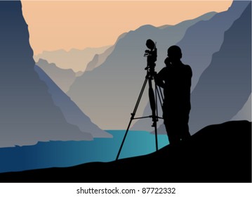 photographer shooting at sunset