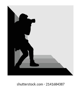 photographer silhouette illustration flat vector icon