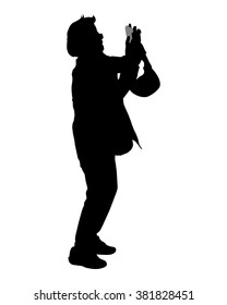Photographer silhouette on the white background