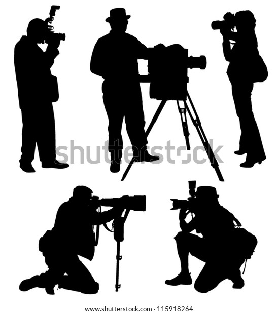 Photographer Silhouette On White Background Stock Vector (Royalty Free ...