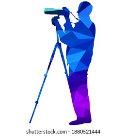 photographer silhouette polygonal, vector illustration