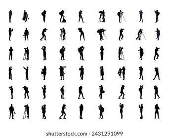Photographer silhouette vector art white background