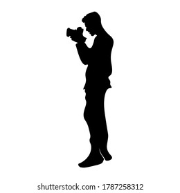 Photographer Silhouette Vector Illustration isolated on White Background