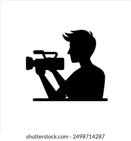 Photographer silhouette vector illustration on white background