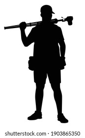 Photographer silhouette vector on white background