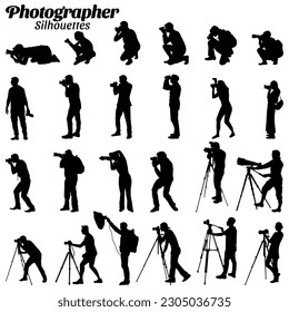 Siluetas de fotógrafo conjunto de ilustraciones vectoriales.