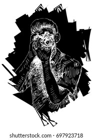 Photographer in sketch