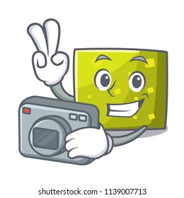 Photographer square mascot cartoon style