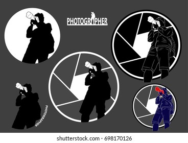 photographer standing hold camera logo silhouettes icon