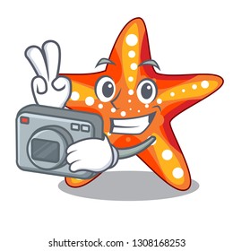 Photographer starfish isolated with in the cartoons