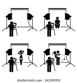 Photographer Studio Photography Shoot Stick Figure Pictogram Icon