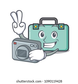 Photographer suitcase mascot cartoon style