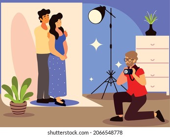 photographer taking picture of a couple cartoon