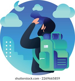 Photographer Taking Pictures Outdoors UI Flat Icon Vector EPS