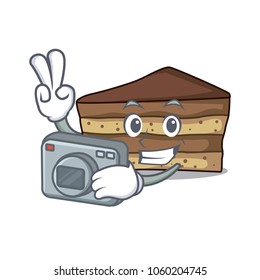 photographer tiramisu mascot cartoon style