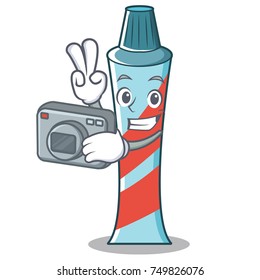 Photographer toothpaste character cartoon style