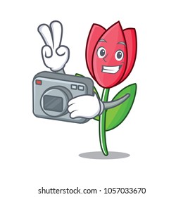 Photographer tulip mascot cartoon style