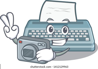 Photographer typewriter in the a cartoon shape