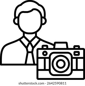 Ícone de vetor do fotógrafo. Pode ser usado para impressão, aplicativos móveis e da Web.