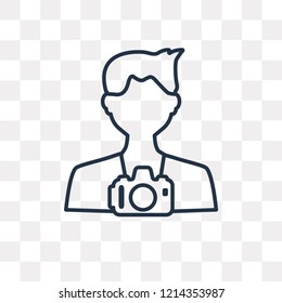 Photographer vector outline icon isolated on transparent background, high quality linear Photographer transparency concept can be used web and mobile