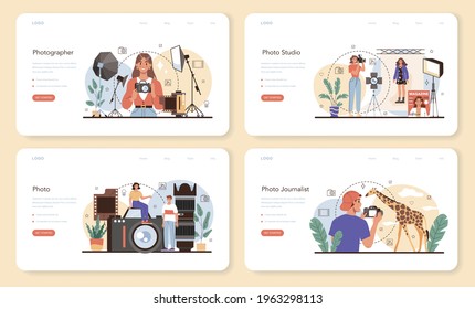 Photographer web banner or landing page set. Professional photographer