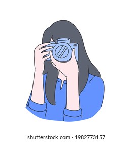 Photographer woman character illustration design of vector.