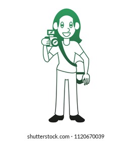 Photographer worker cartoon green lines