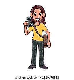 Photographer worker cartoon scribble