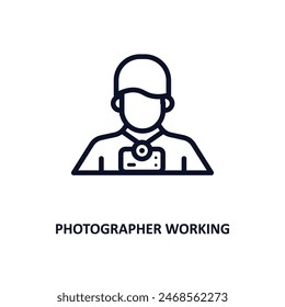 photographer working icon. Thin line photographer working icon from people collection. Outline vector isolated on white background. Editable photographer working symbol can be used web and mobile