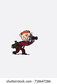 Photographer working. Vector isolated character.
