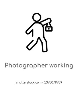 photographer working vector line icon. Simple element illustration. photographer working outline icon from people concept. Can be used for web and mobile