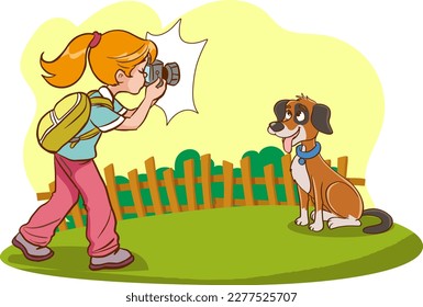 junge Fotograf und Hundevektor