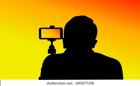 Photographer's background illustration, a man is taking a picture of the sky