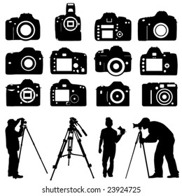 photographers and cameras vector