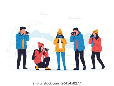 Fotógrafos ao ar livre inverno temporada paisagem férias