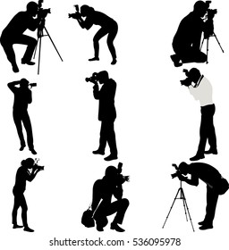 photographers silhouettes collection - vector