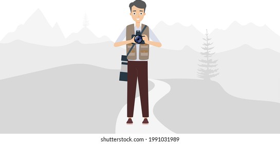Photographers take pictures of beautiful scenery with their cameras